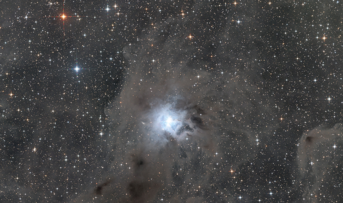 The Iris Nebula in Cepheus, a reflection nebula illuminated by a blue star.