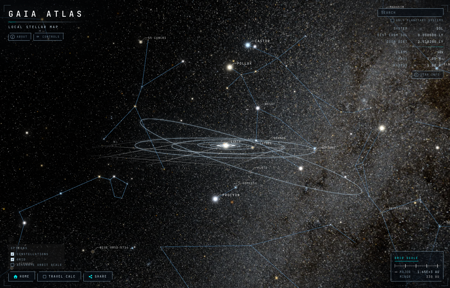 Show HN: Gaia Atlas – Local Stellar Map